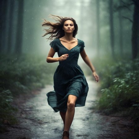 Красивая девушка под дождем