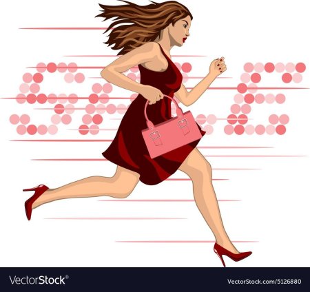 Женщина бежит в магазин