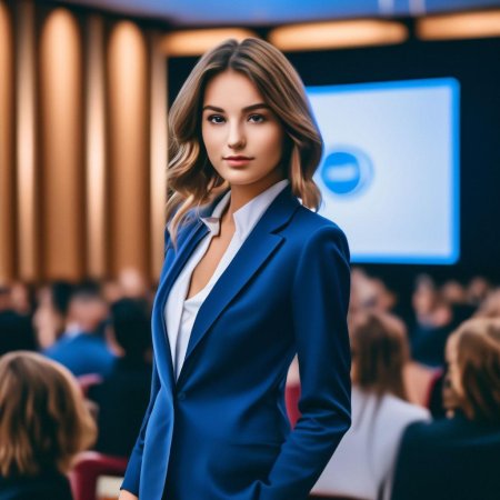 Девушка в синем костюме