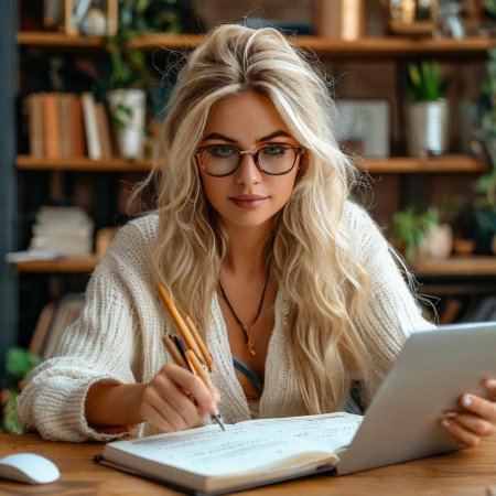 Блондинка в очках