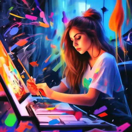 Девушка рисует картину