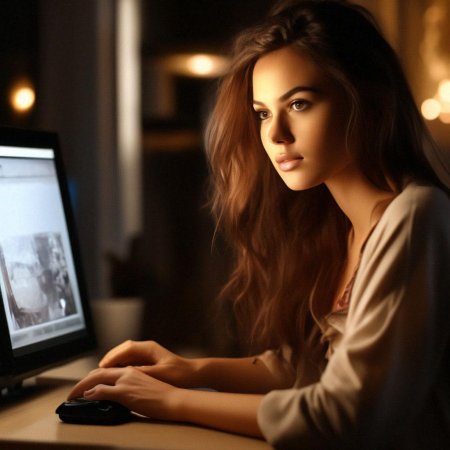 Девушка за компьютером