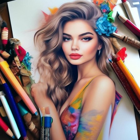 Портрет девушка цветная