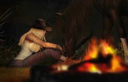 Лошадь у костра