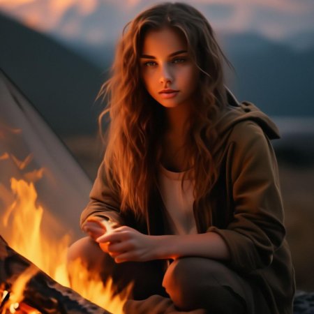 Девушка у костра