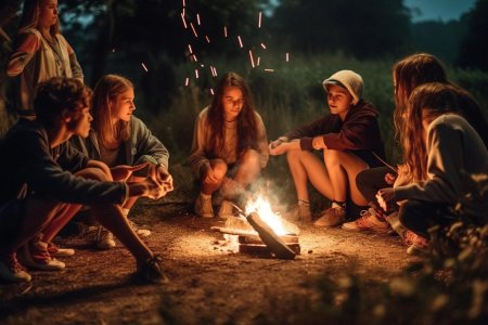 Друзья у костра