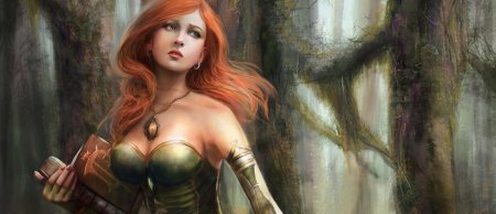 Рыжая эльфийка арт фэнтези