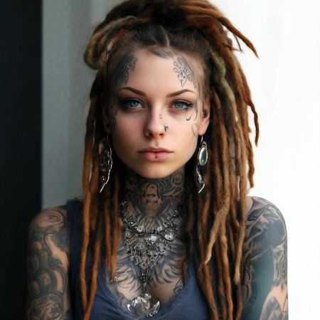 Девушка вся в татуировках