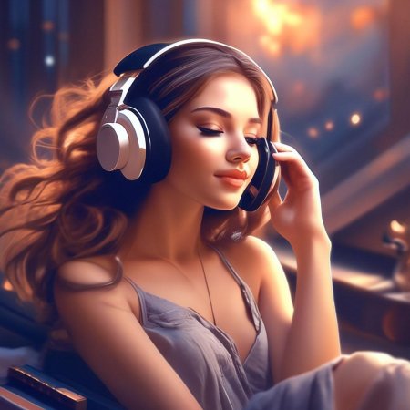 Девушка слушает музыку