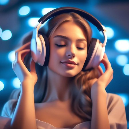 Красивая девушка в наушниках