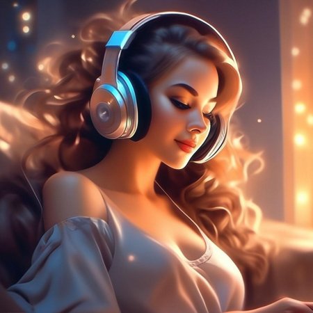 Девушка слушает музыку