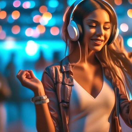 Красивая девушка в наушниках