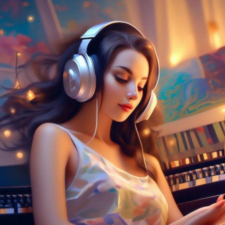 Девушка слушает музыку