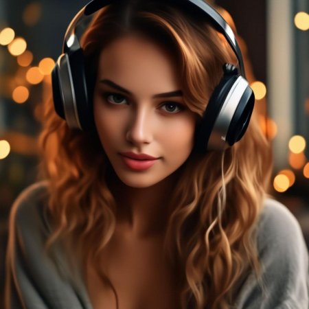 Красивая девушка в наушниках