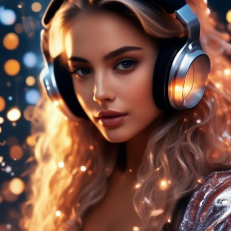 Красивая девушка в наушниках