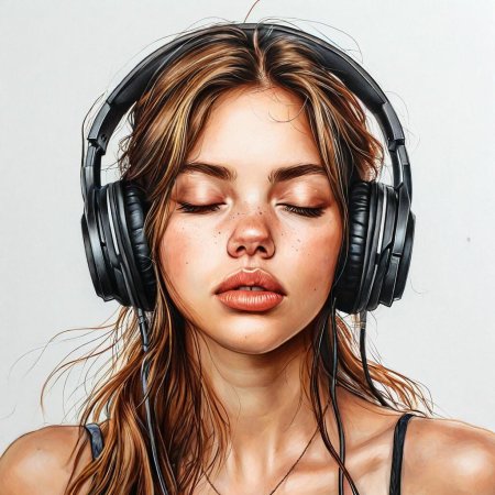 Девушка слушает музыку