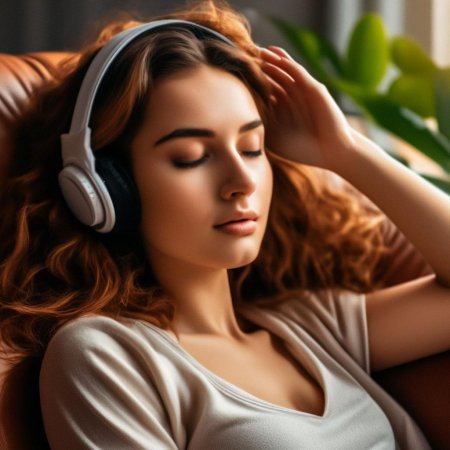 Наушники девушка