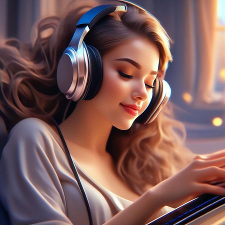 Девушка слушает музыку
