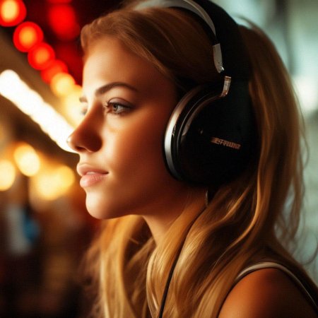 Человек слушает музыку в наушниках