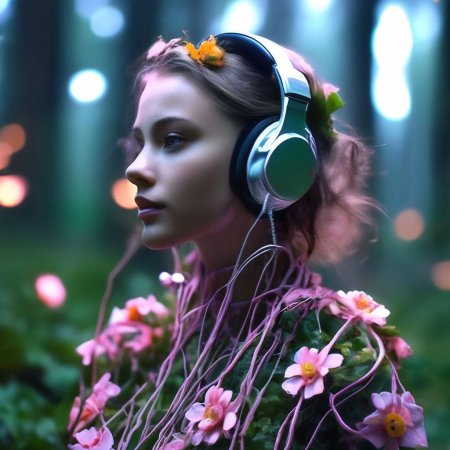 Красивая девушка в наушниках