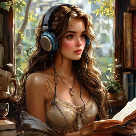 Наушники девушка