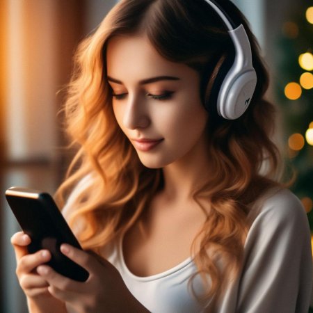 Девушка слушает музыку