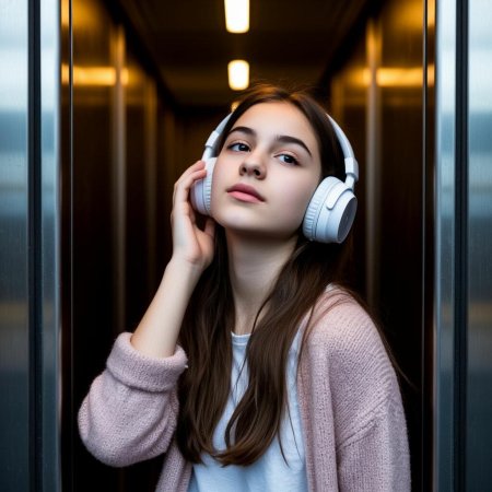 Девушка слушает музыку