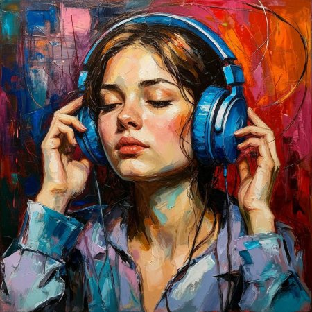 Девушка слушает музыку