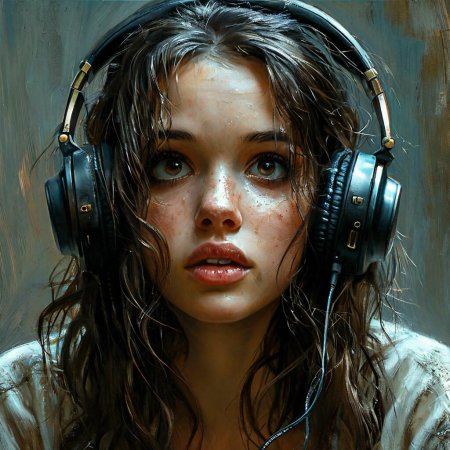Наушники девушка