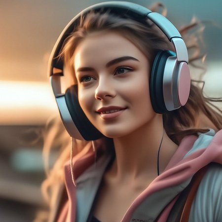 Девушка слушает музыку