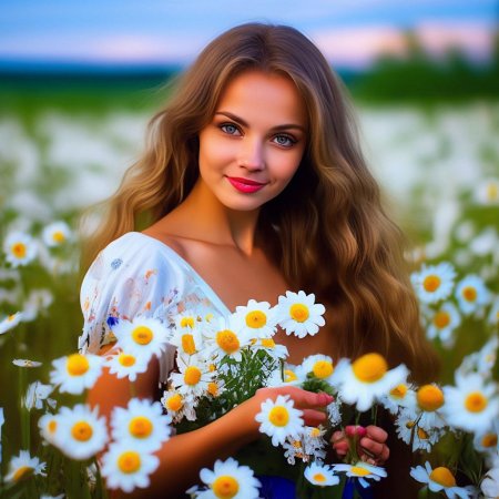 Девушка в ромашковом поле