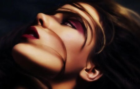 Обои лицо девушки с волосами