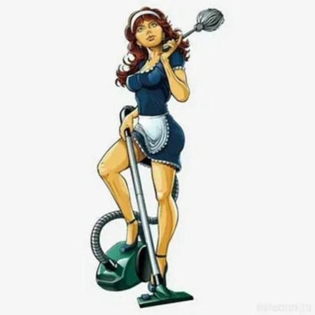 Женщина пылесосит