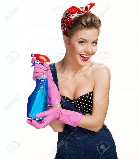 Девушка с бытовой химией