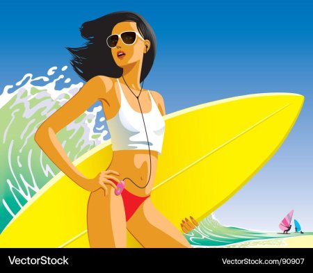 Девушка на пляже рисунок