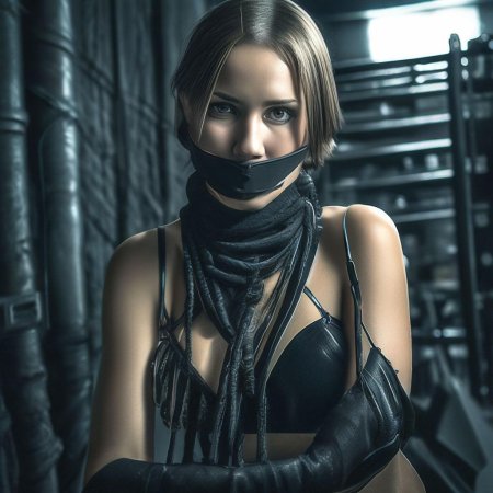 Связанная девушка с кляпом