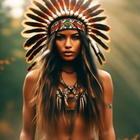 Девушка индеец арт