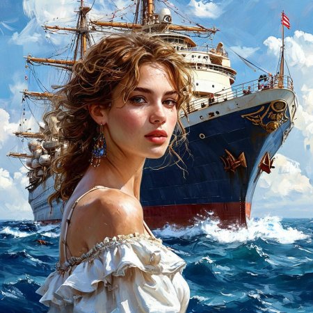 Море с кораблем