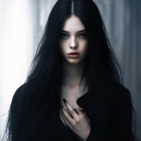 Длинные черные волосы