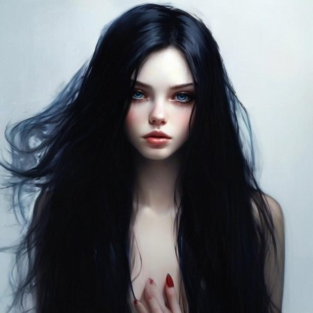 Черные волосы голубые глаза