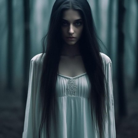 Девушка с черными длинными волосами