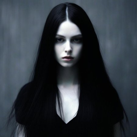 Бледная девушка с черными волосами