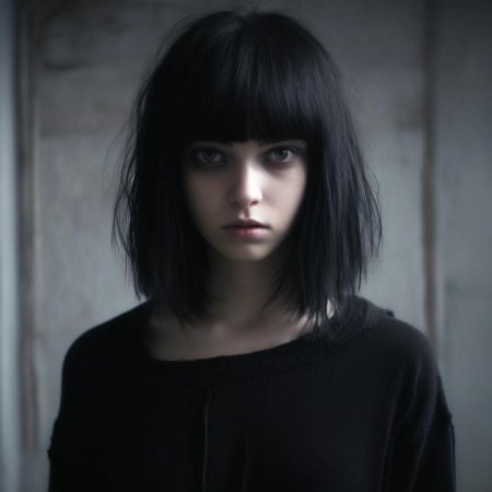 Прямые черные волосы