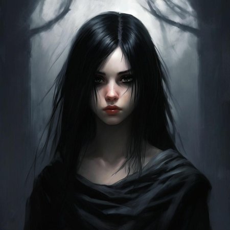 Девушка с черными волосами арт