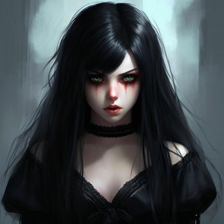 Арт девушка с черными волосами