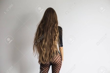 Long hair Full Rear view White background