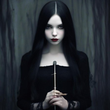 Бледная девушка с черными волосами