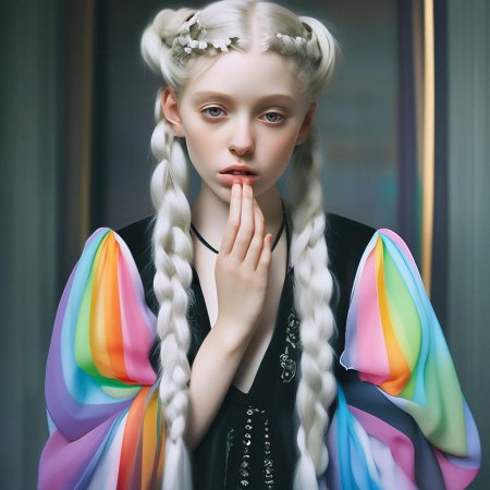 Девушка с косичками