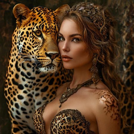 Девушка с леопардом
