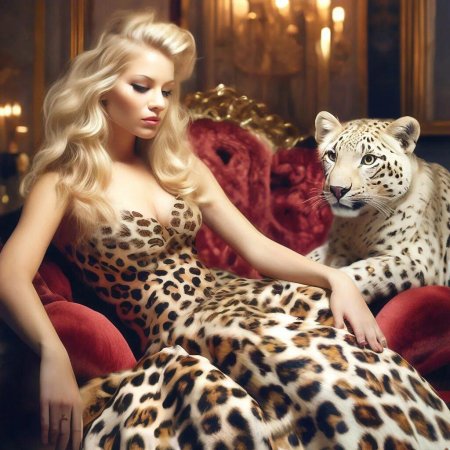 Девушка и леопард